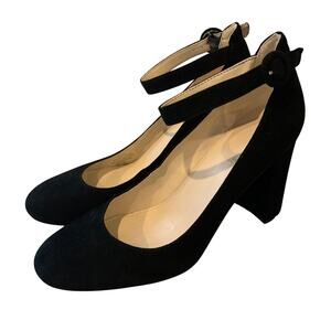 Marc Fisher Ion Ankle Strap Heels - Black Suede - Size 9
